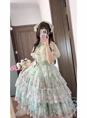 绿色田园风lolita裙jsk披肩优雅cla洛丽塔日常lo裙日常洋装