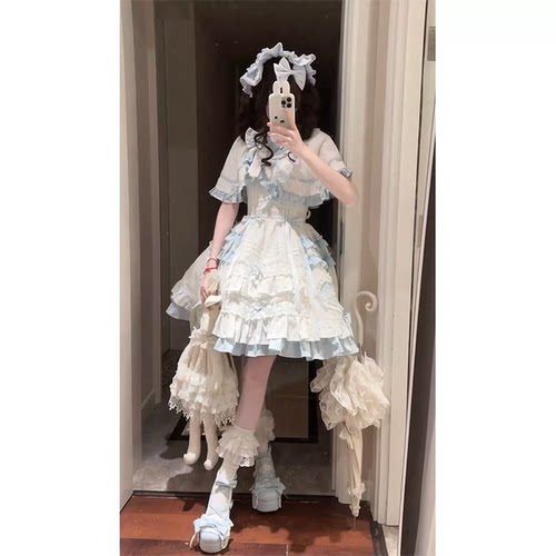 蓝白甜美洛丽塔JSK蛋糕裙