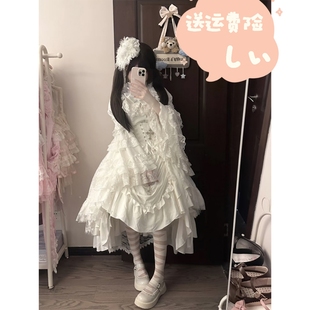 白色哥特风姬袖腰封提拉裙洛丽塔lolita裙优雅超华丽洋装重工日系