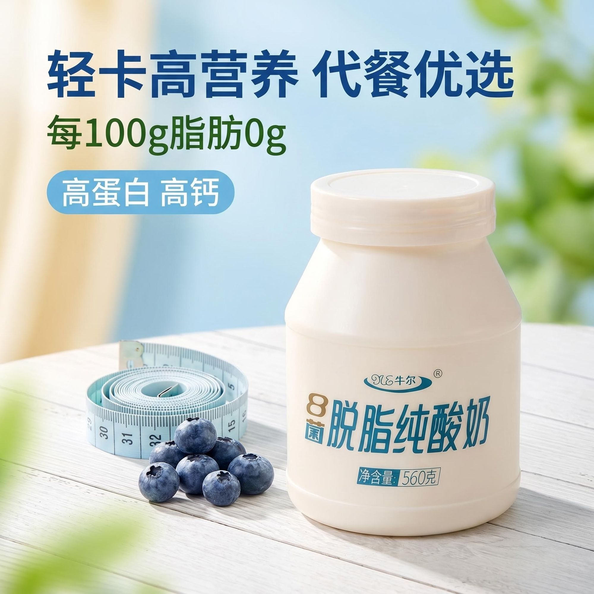 【0脂肪】无蔗糖纯酸奶560g*2桶装脱脂高蛋白酸奶顺丰包邮