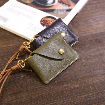 花希挂脖小卡包软厚牛皮制作