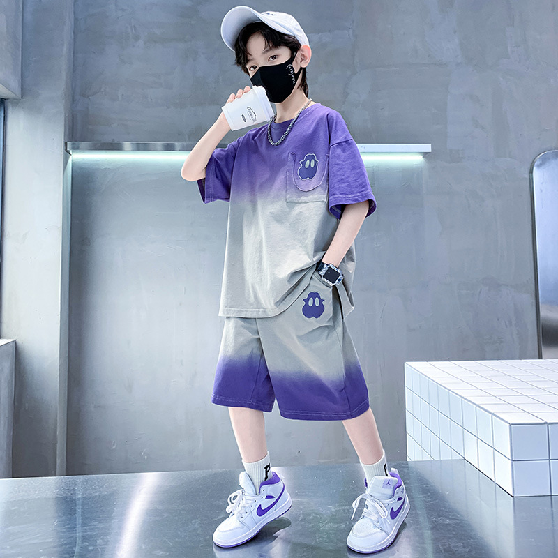 品牌专柜男童夏季套装新款网红男孩短袖短裤衣服运动潮酷两件套装