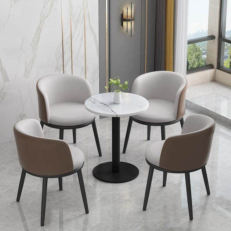 轻奢金属软包靠背椅现代简约家用书桌阳台会客办公接待奶茶休闲