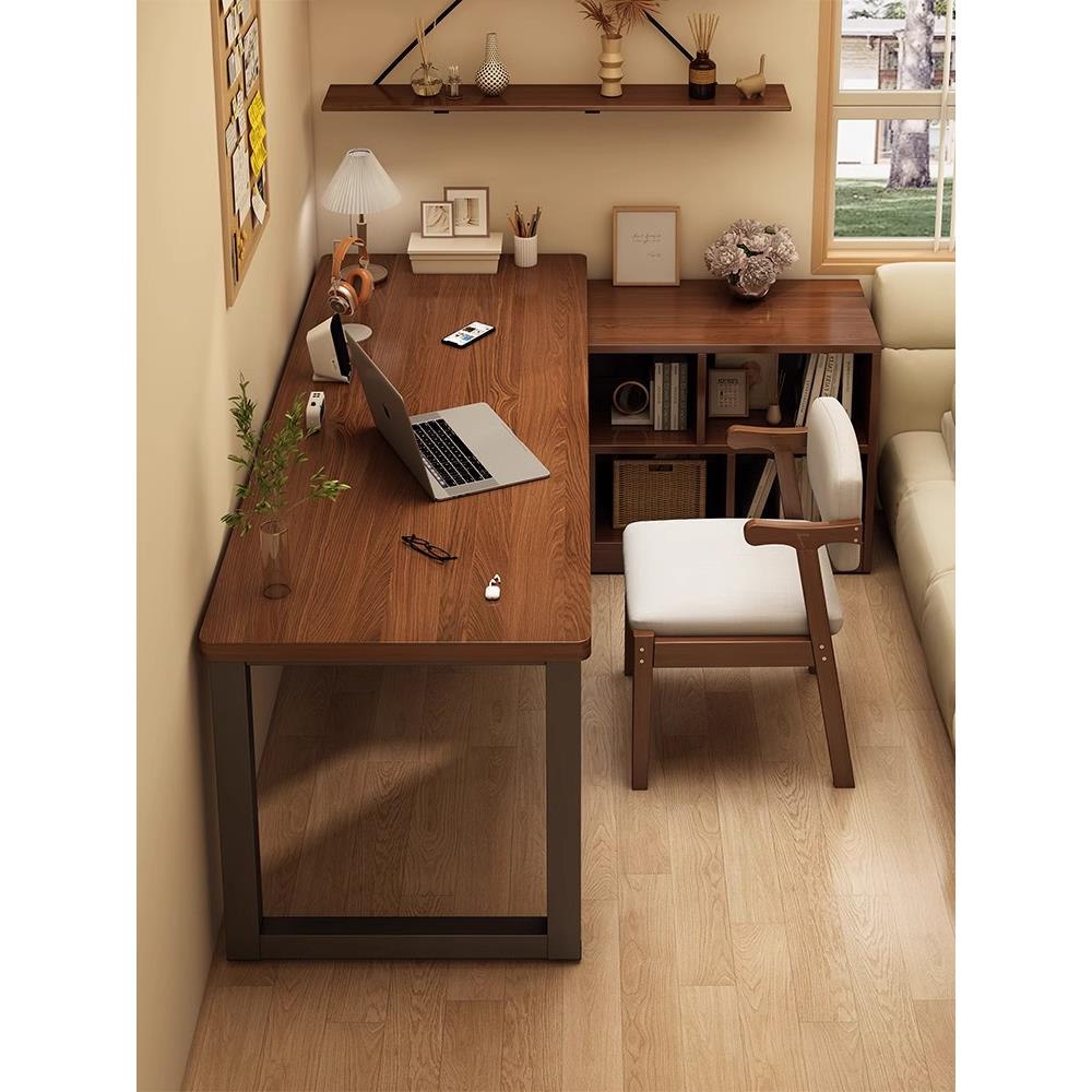 电脑桌简易书桌书架一体转角桌子学生家用写字桌拐角办公桌工作台