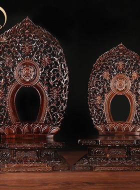 佛香天逸莲花纹四方底观音菩萨释迦牟尼佛像背光底座屏风背光摆件