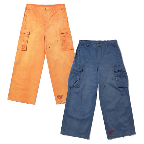 pac长裤工装法工蓝橘橙做旧水洗