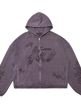 【PacShop】.pac KO涂鸦印花成衣染色连帽衫 KO GRAFFITI HOODIE