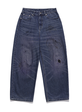 【PacShop】.pac 脚印印花弯刀牛仔裤 FOOT PRINT CURVED JEANS