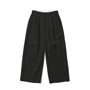 PATCHED 羊毛条纹补丁单褶西裤 .pac TROUSERS PacShop