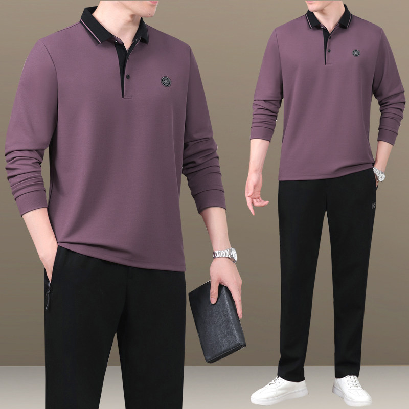 中年男士运动服套装男春秋季2025新款爸爸装中老年纯棉休闲两件套