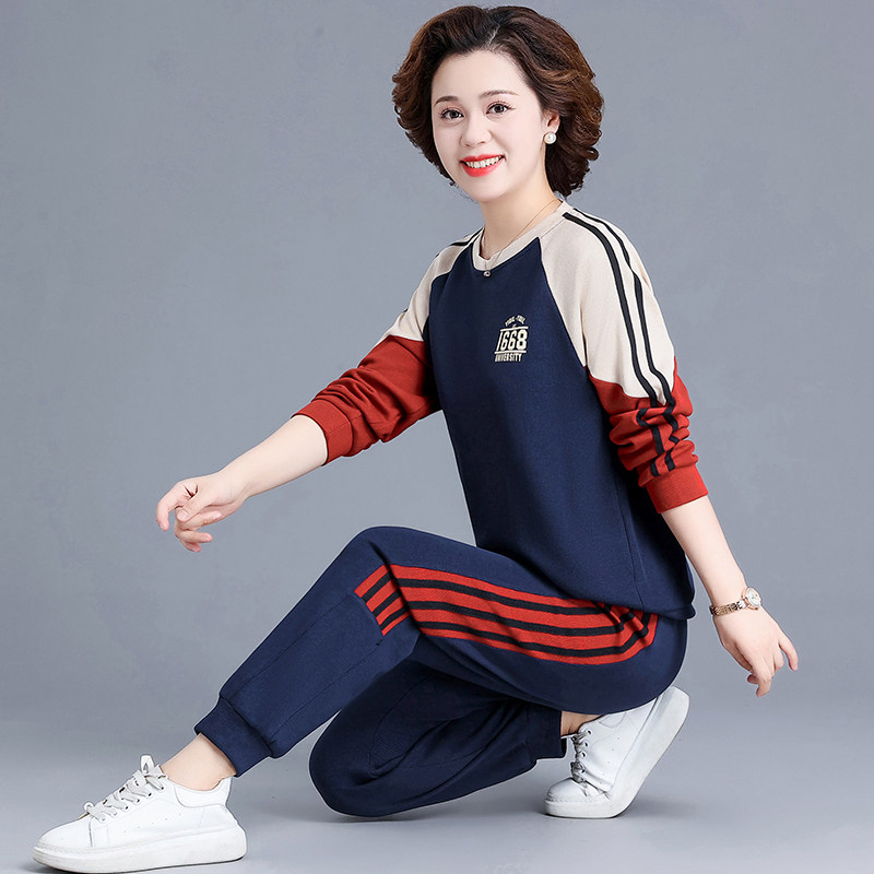 新款宽松大码妈妈运动服两件套