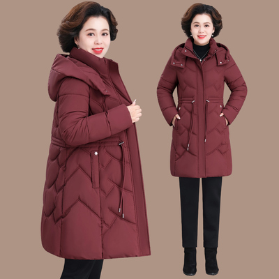 棉衣女款冬季2025新款中老年妈妈冬装外套收腰显瘦羽绒棉服中长款