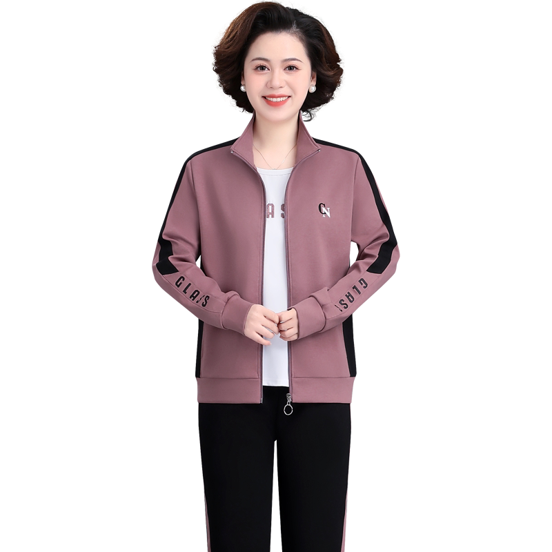 中年妈妈运动服套装女洋气春外套
