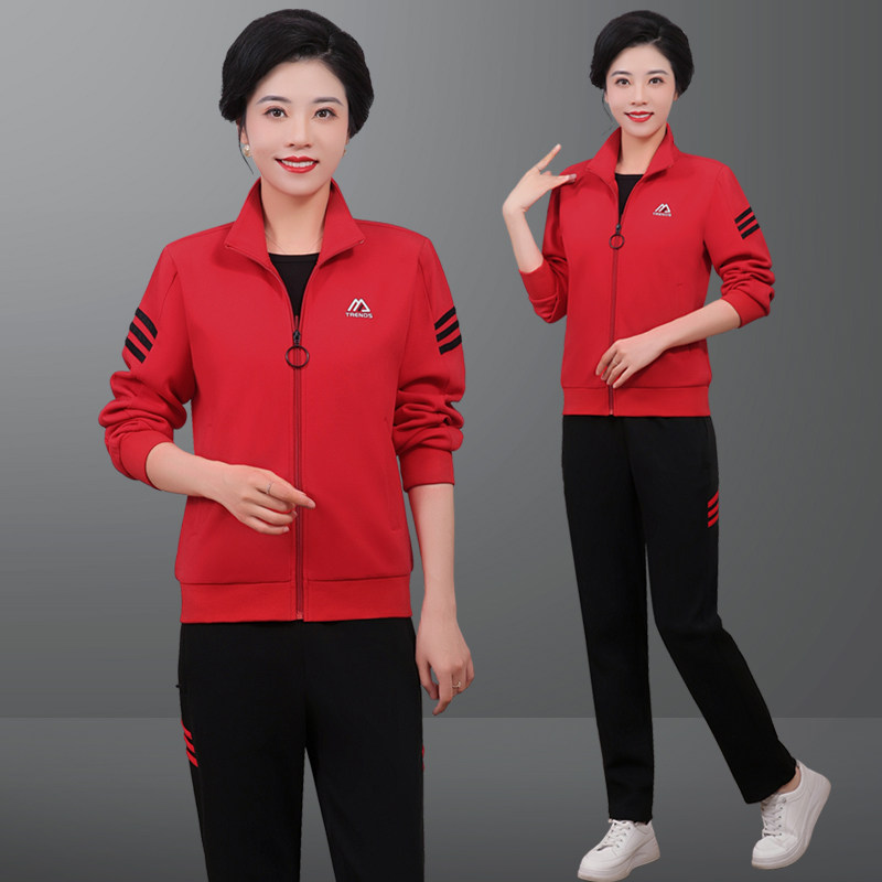 妈妈春装新款外套洋气2025跑步服阔太太中老年人运动套装女款春秋