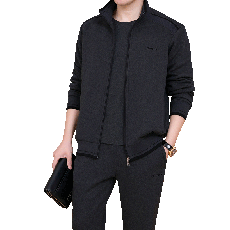 新款休闲运动服套装男春秋三件套