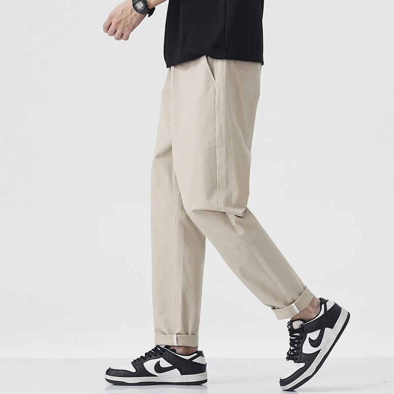 高级感纯色休闲裤2025男款春秋夏棉质直筒小脚裤西装裤轻商务长裤