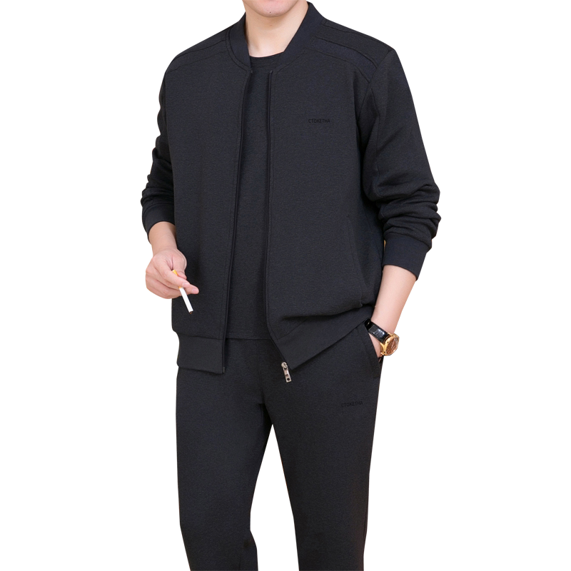新款休闲运动服套装男春秋三件套