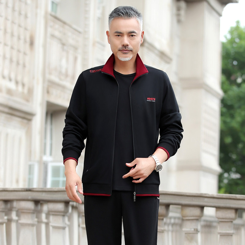 中老年运动套装男春秋休闲中年男装运动服春季衣服三件套爸爸春装