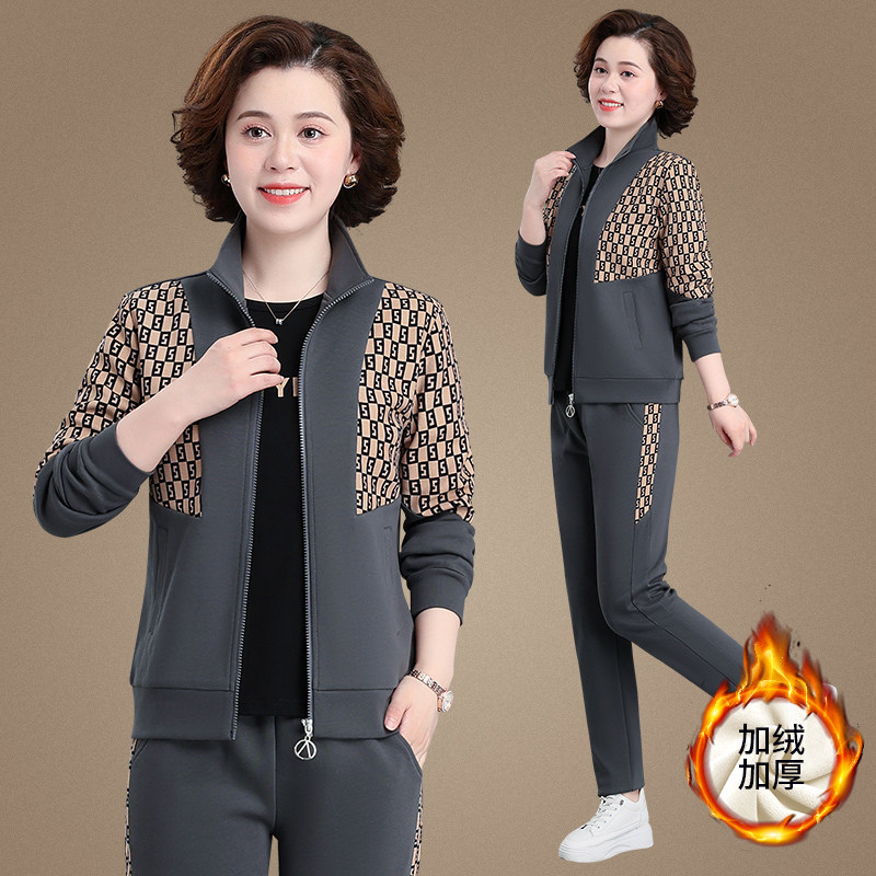 妈妈女运动服套装休闲两件套春秋