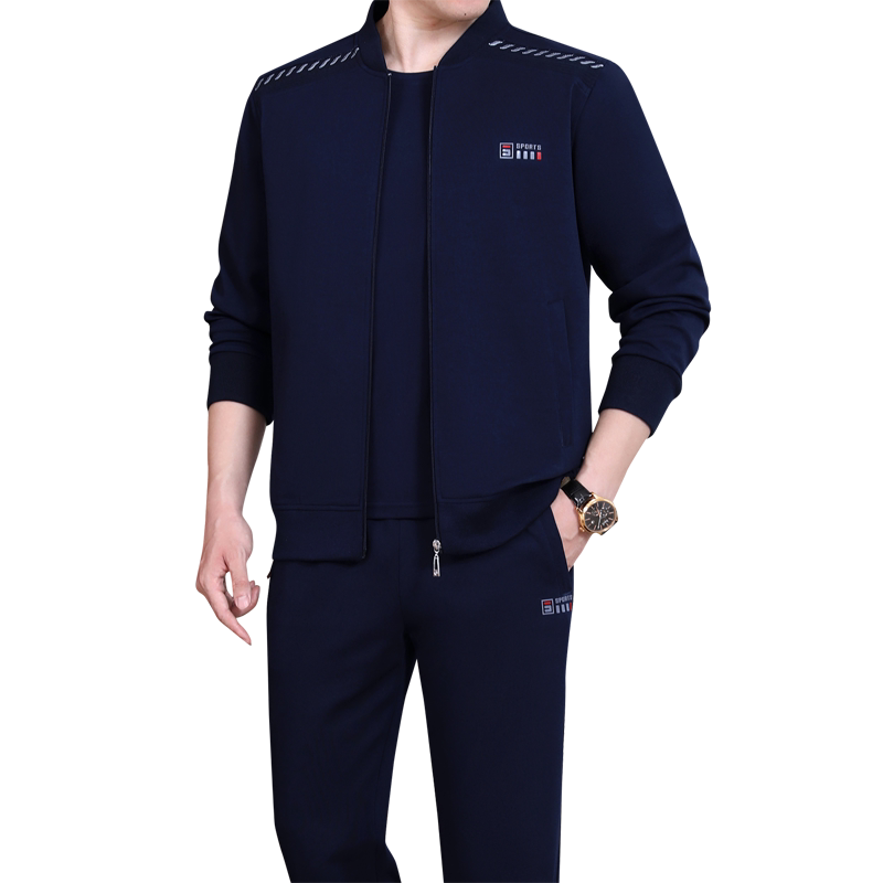 新款休闲运动服套装男春秋三件套