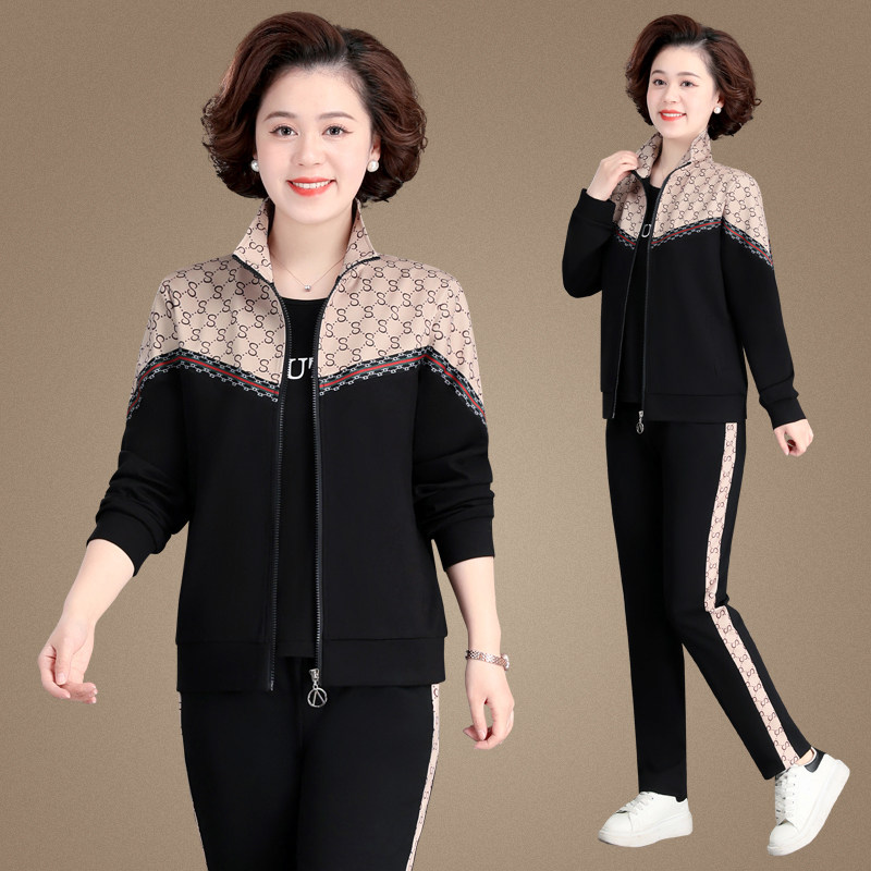 中老年女装妈妈春秋装套装40岁50中年人妈妈大码宽松运动服套装60