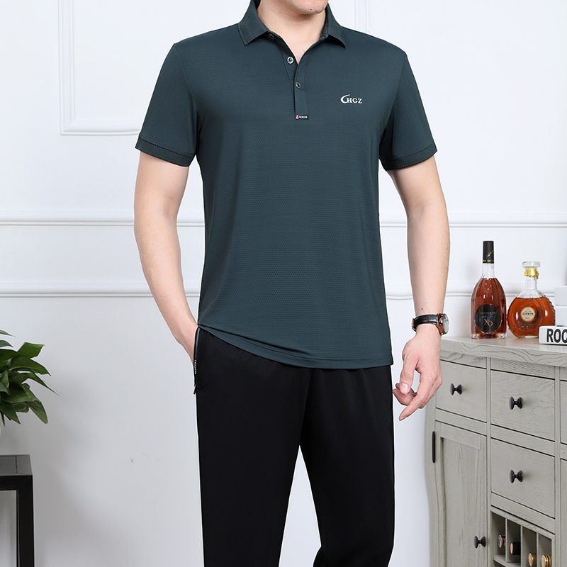 时尚中年男士运动服2025鑫款夏季新款男装短袖休闲爸爸夏装套装