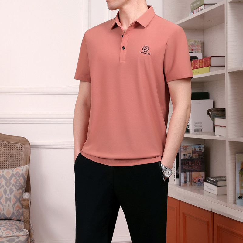 爸爸夏装冰丝短袖套装2025新款中老年运动套装男士父亲t恤POLO衫