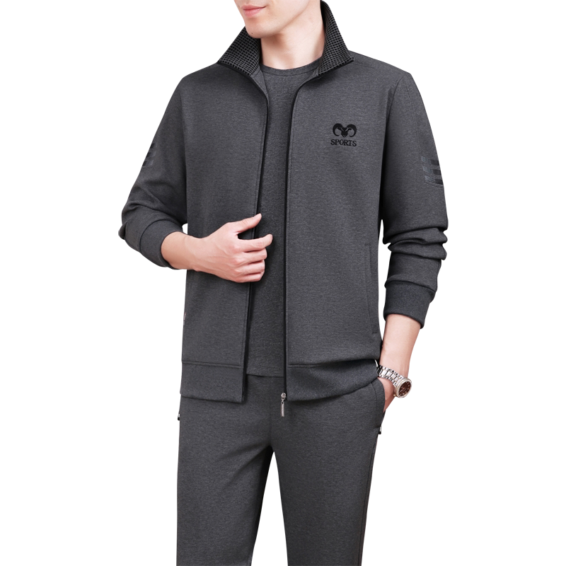 新款休闲运动服套装男春秋三件套