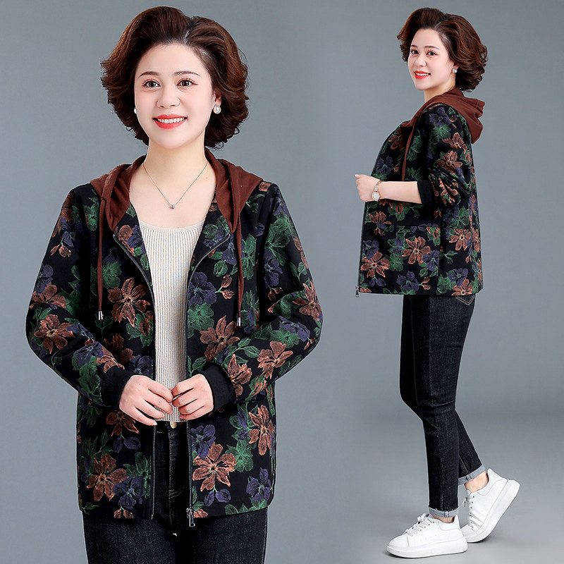 中年妈妈秋装外套上衣2024新款中老年女装春秋季风衣洋气短款夹克
