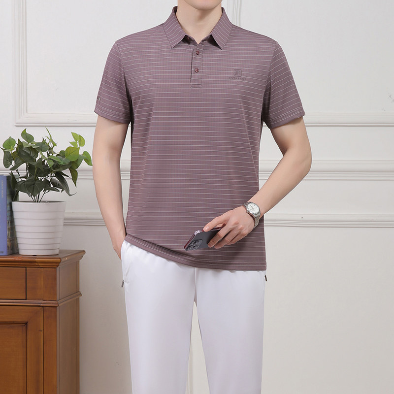 polo衫男2025夏款夏季中年爸爸上衣时尚短袖t恤休闲宽松翻领恤衫