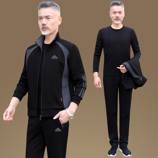 中老年运动套装男春秋季新款中年人爸爸春装休闲运动服男士三件套