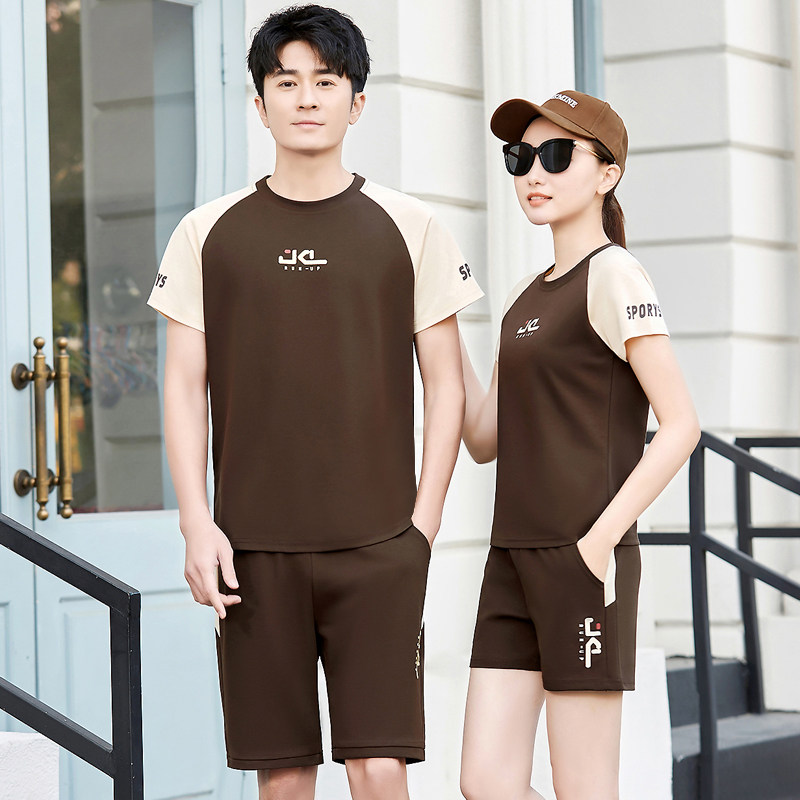 情侣运动套装男女夏短袖短裤跑步健身运动服时尚休闲时尚透气