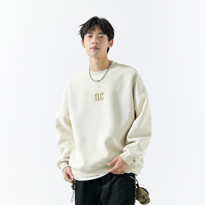 春秋款男装男士圆领美式卫衣男款长袖T恤内搭男生上衣服2025新款