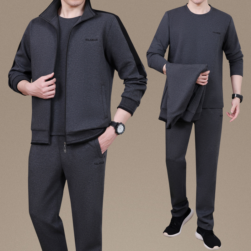 中老年运动套装男春秋季休闲中年男装运动服三件套50岁60爸爸春装