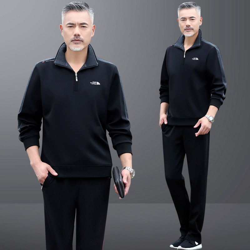 爸爸春装中老年运动服套装男春秋季新款中年男士卫衣父亲休闲衣服
