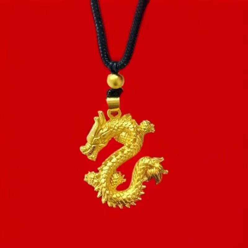 金龙形吊坠仿真镀金色本命年龙生肖项链龙不掉色风霸气转运毛衣链