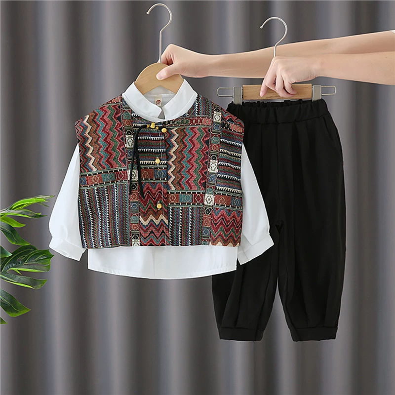 男童汉服新款中国风儿童春秋装唐装新中式套装宝宝演出服民族服装