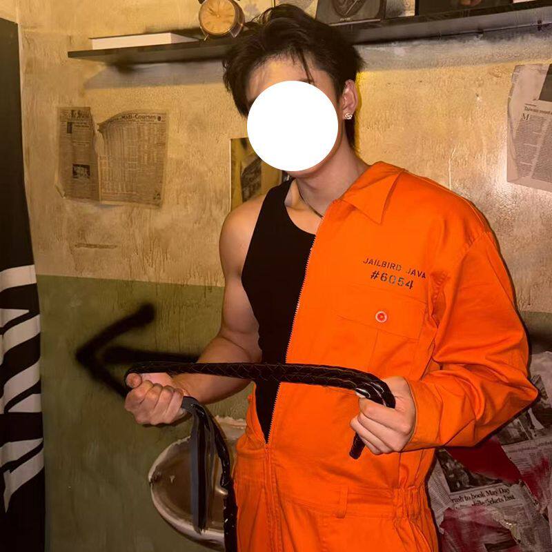 男女同款万圣节cosplay成人美式制服装扮囚犯连体衣橘色套装