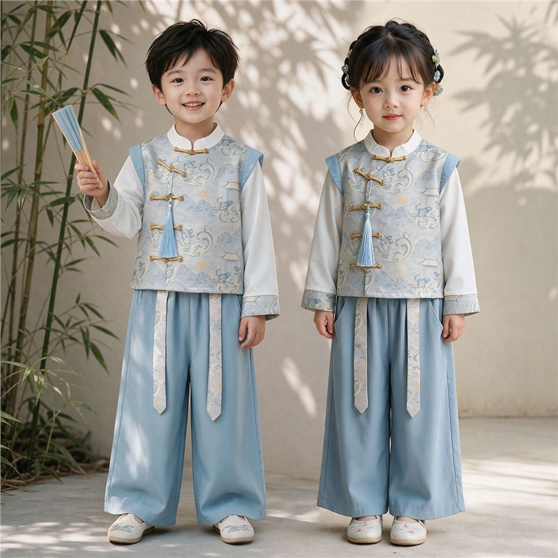 汉服男童春秋季长袖幼儿园中秋节演出服唐装儿童中国风古装两件套
