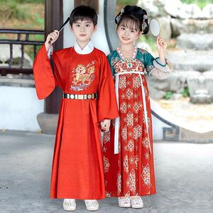 汉服女童唐装2025新款男童帅气古装儿童国风中秋节国学服夏季超仙