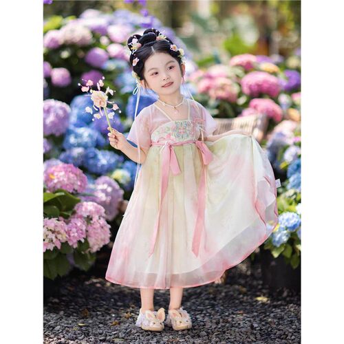 女童汉服公主连衣裙古风夏装2026唐装新款儿童古装小女孩超仙短袖