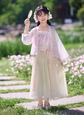 女童2025夏季古风超仙宋制汉服薄款中国风新款新中式三件套装