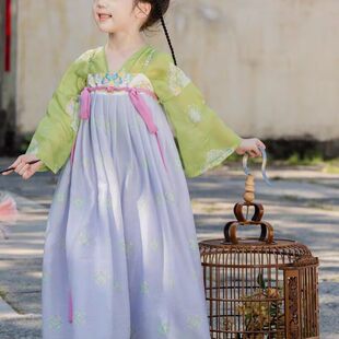 乌扣青罗儿童汉服2026春季新款国风仙气清新分体式齐胸汉服连衣裙