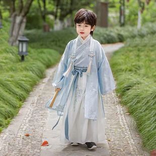 汉服男童2025春季古装汉服中国风儿童宋制套装男孩唐装古风演出服