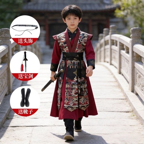 男童春夏国学演出服古风飞鱼服