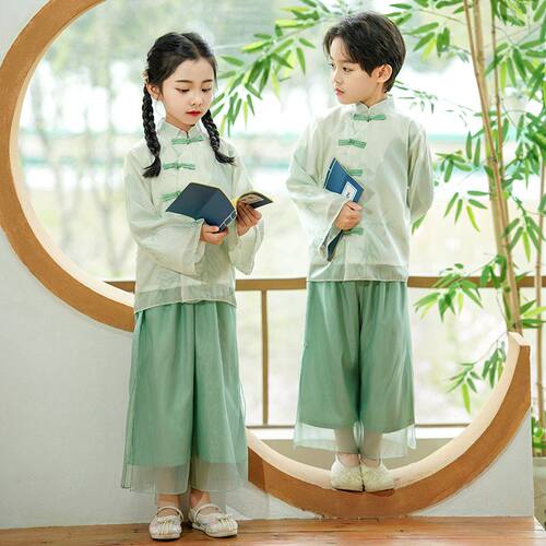 原创古风夏季汉服书童超仙古装服学生民国风儿童新款演出服