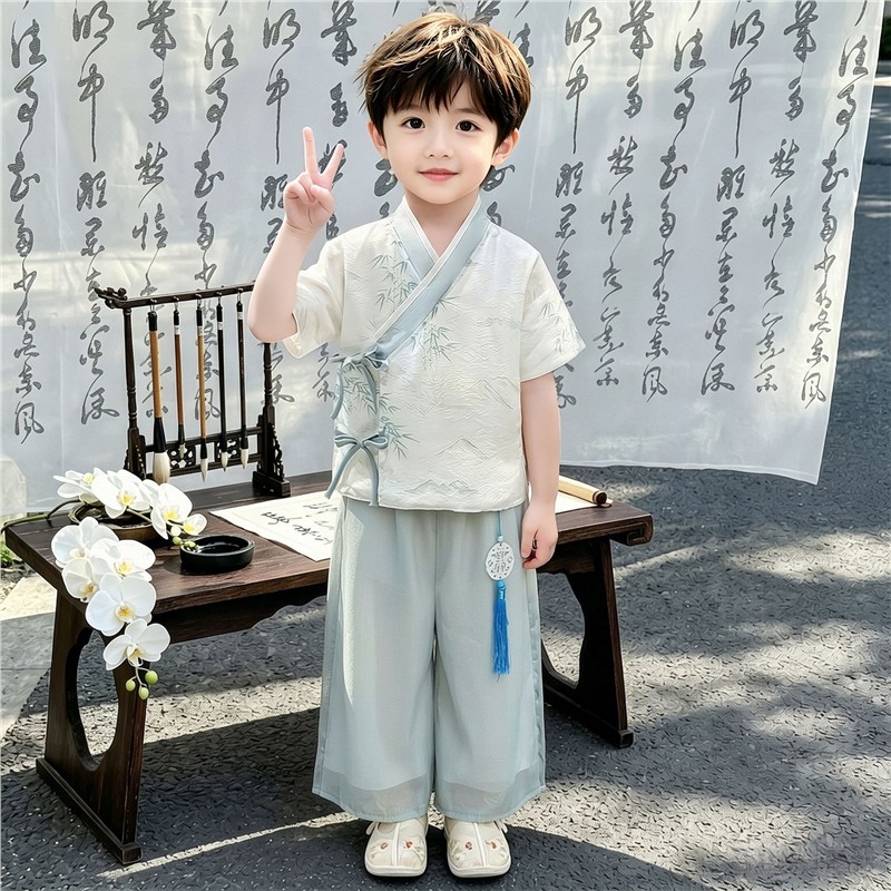 男童汉服夏款儿童古风国学服套装男宝宝夏季中国风薄款唐装演出服