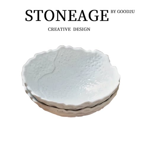 法式甜品盘子创意石头纹碟子哑光西餐盘陶瓷异形餐具个性菜盘子