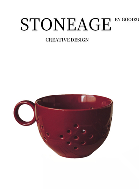 北欧风陶瓷复古小沥水碗家用双耳水果小沥水碗沥水杯