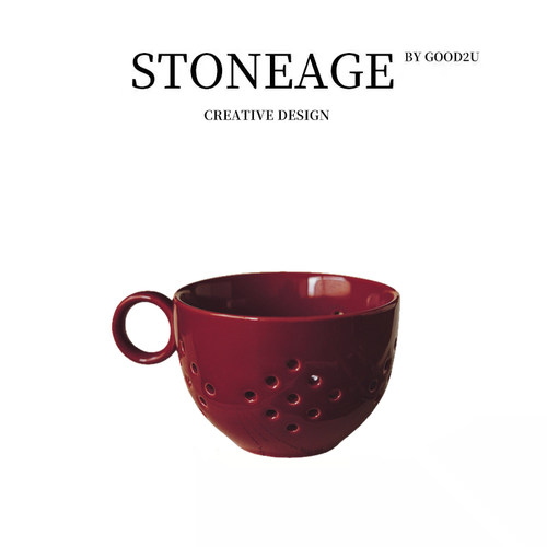 北欧风陶瓷复古小沥水碗家用双耳水果小沥水碗沥水杯